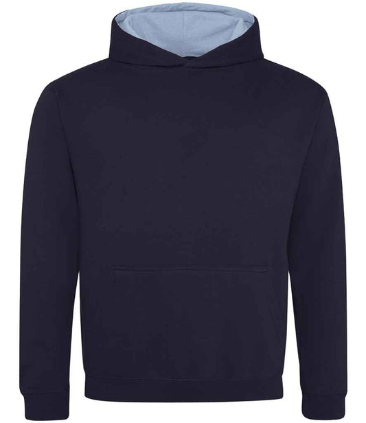 Just Hoods JH003B New French Navy/Sky Blue Front -  Ready to be Embroidered and Printed by Custard Workwear - Cheap Personalised and Customised Workwear in Nottinghamshire, Derbyshire and Leicestershire