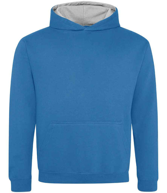 Just Hoods JH003B Sapphire Blue/Heather Grey Front -  Ready to be Embroidered and Printed by Custard Workwear - Cheap Personalised and Customised Workwear in Nottinghamshire, Derbyshire and Leicestershire