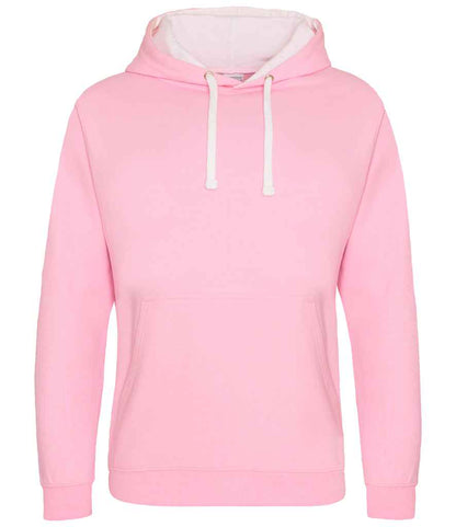 Just Hoods JH003 Baby Pink/Arctic White Front -  Ready to be Embroidered and Printed by Custard Workwear - Cheap Personalised and Customised Workwear in Nottinghamshire, Derbyshire and Leicestershire