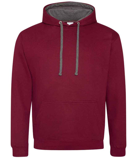 Just Hoods JH003 Burgundy/Charcoal Front -  Ready to be Embroidered and Printed by Custard Workwear - Cheap Personalised and Customised Workwear in Nottinghamshire, Derbyshire and Leicestershire