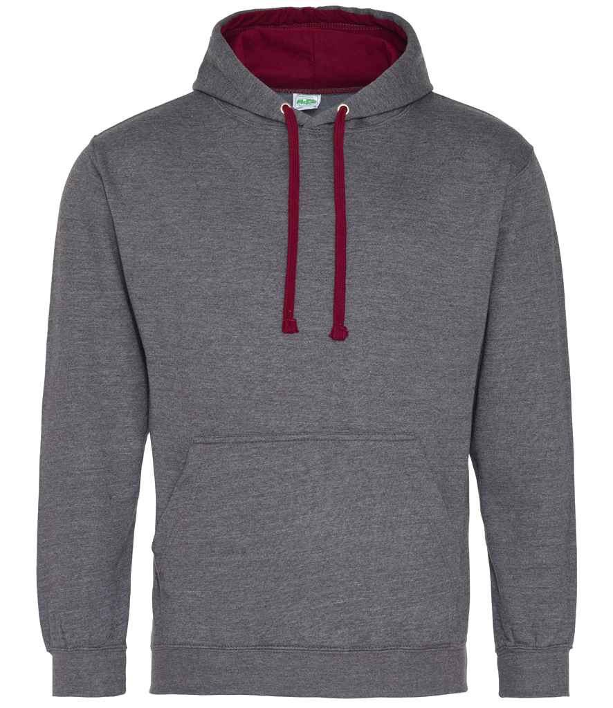 Just Hoods JH003 Charcoal/Burgundy Front -  Ready to be Embroidered and Printed by Custard Workwear - Cheap Personalised and Customised Workwear in Nottinghamshire, Derbyshire and Leicestershire