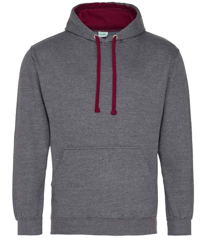 Just Hoods JH003 Charcoal/Burgundy Front -  Ready to be Embroidered and Printed by Custard Workwear - Cheap Personalised and Customised Workwear in Nottinghamshire, Derbyshire and Leicestershire