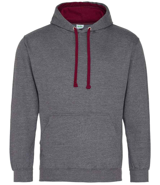 Just Hoods JH003 Charcoal/Burgundy Front -  Ready to be Embroidered and Printed by Custard Workwear - Cheap Personalised and Customised Workwear in Nottinghamshire, Derbyshire and Leicestershire