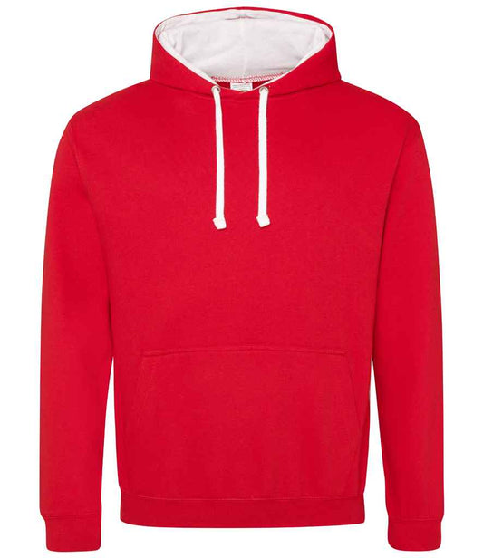 Just Hoods JH003 Fire Red/Arctic White Front -  Ready to be Embroidered and Printed by Custard Workwear - Cheap Personalised and Customised Workwear in Nottinghamshire, Derbyshire and Leicestershire