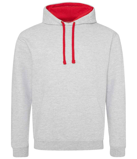 Just Hoods JH003 Heather Grey/Fire Red Front -  Ready to be Embroidered and Printed by Custard Workwear - Cheap Personalised and Customised Workwear in Nottinghamshire, Derbyshire and Leicestershire