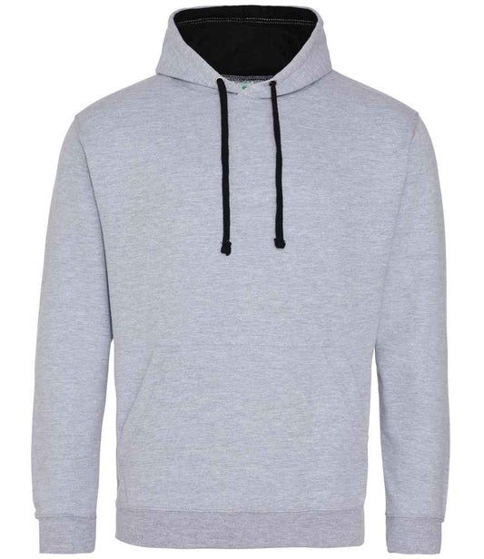 Just Hoods JH003 Heather Grey/Jet Black Front -  Ready to be Embroidered and Printed by Custard Workwear - Cheap Personalised and Customised Workwear in Nottinghamshire, Derbyshire and Leicestershire