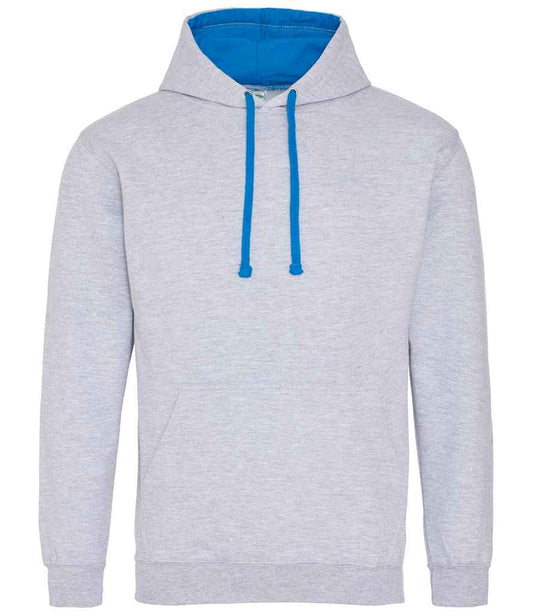 Just Hoods JH003 Heather Grey/Sapphire Blue Front -  Ready to be Embroidered and Printed by Custard Workwear - Cheap Personalised and Customised Workwear in Nottinghamshire, Derbyshire and Leicestershire