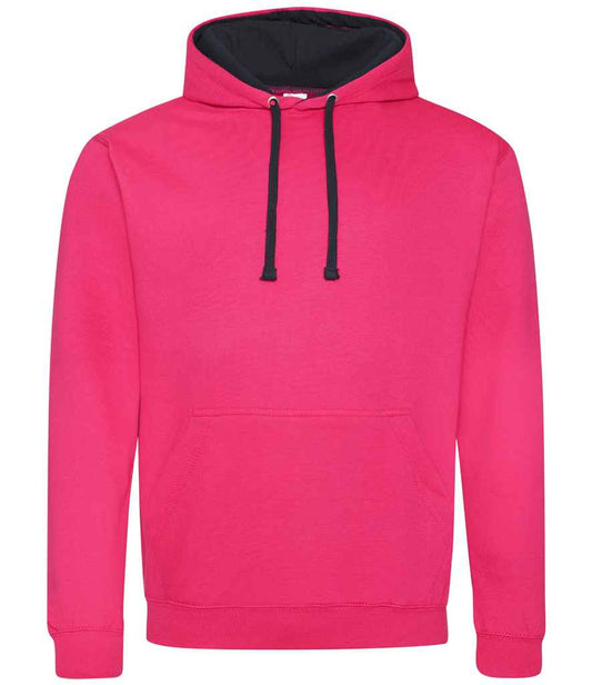 Just Hoods JH003 Hot Pink/French Navy Front -  Ready to be Embroidered and Printed by Custard Workwear - Cheap Personalised and Customised Workwear in Nottinghamshire, Derbyshire and Leicestershire