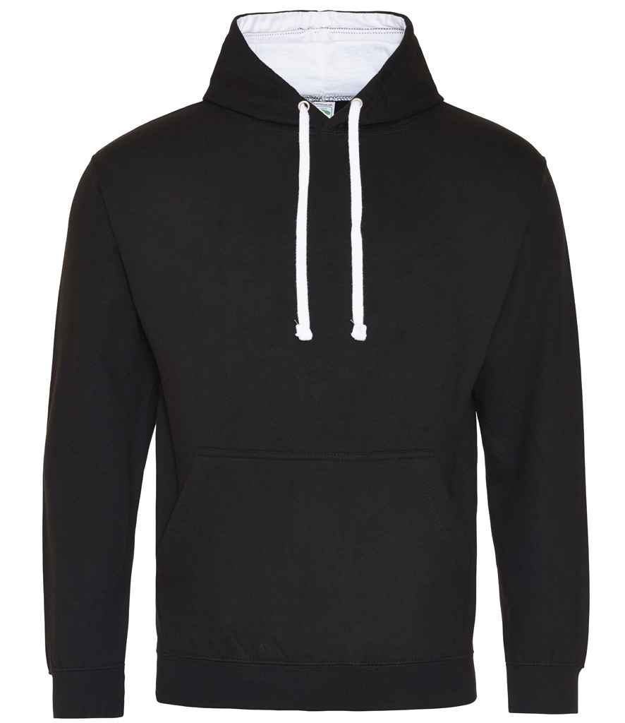 Just Hoods JH003 Jet Black/Arctic White Front -  Ready to be Embroidered and Printed by Custard Workwear - Cheap Personalised and Customised Workwear in Nottinghamshire, Derbyshire and Leicestershire