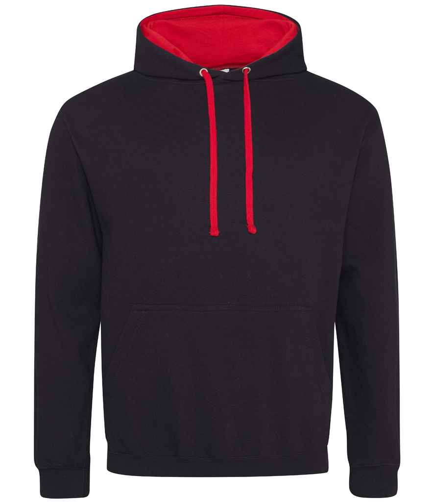 Just Hoods JH003 Jet Black/Fire Red Front -  Ready to be Embroidered and Printed by Custard Workwear - Cheap Personalised and Customised Workwear in Nottinghamshire, Derbyshire and Leicestershire