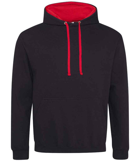 Just Hoods JH003 Jet Black/Fire Red Front -  Ready to be Embroidered and Printed by Custard Workwear - Cheap Personalised and Customised Workwear in Nottinghamshire, Derbyshire and Leicestershire