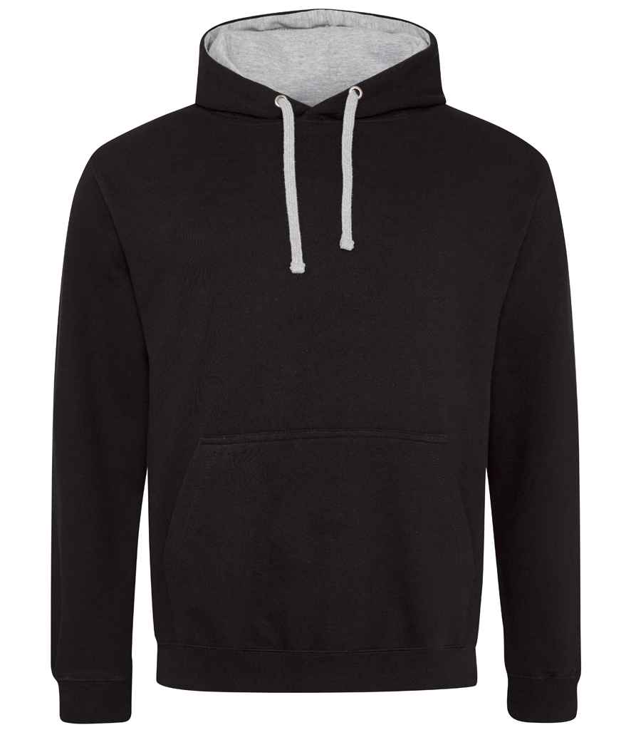 Just Hoods JH003 Jet Black/Heather Grey Front -  Ready to be Embroidered and Printed by Custard Workwear - Cheap Personalised and Customised Workwear in Nottinghamshire, Derbyshire and Leicestershire