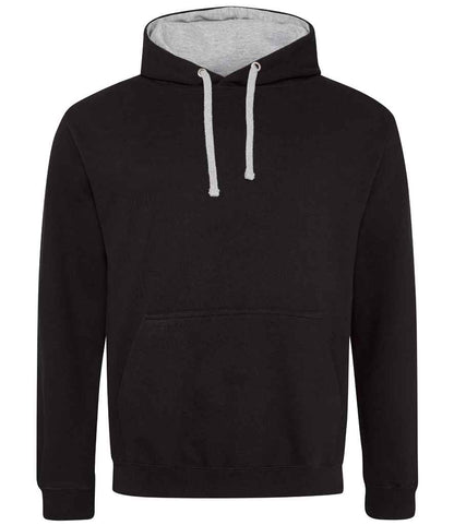 Just Hoods JH003 Jet Black/Heather Grey Front -  Ready to be Embroidered and Printed by Custard Workwear - Cheap Personalised and Customised Workwear in Nottinghamshire, Derbyshire and Leicestershire
