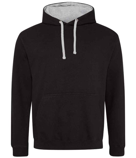 Just Hoods JH003 Jet Black/Heather Grey Front -  Ready to be Embroidered and Printed by Custard Workwear - Cheap Personalised and Customised Workwear in Nottinghamshire, Derbyshire and Leicestershire