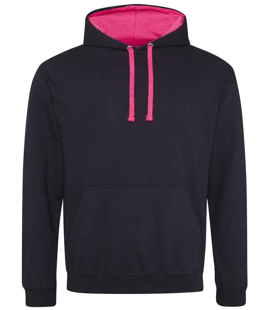 Just Hoods JH003 Jet Black/Hot Pink Front -  Ready to be Embroidered and Printed by Custard Workwear - Cheap Personalised and Customised Workwear in Nottinghamshire, Derbyshire and Leicestershire