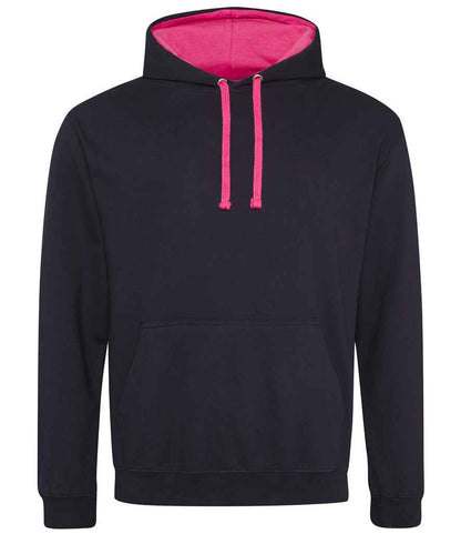 Just Hoods JH003 Jet Black/Hot Pink Front -  Ready to be Embroidered and Printed by Custard Workwear - Cheap Personalised and Customised Workwear in Nottinghamshire, Derbyshire and Leicestershire