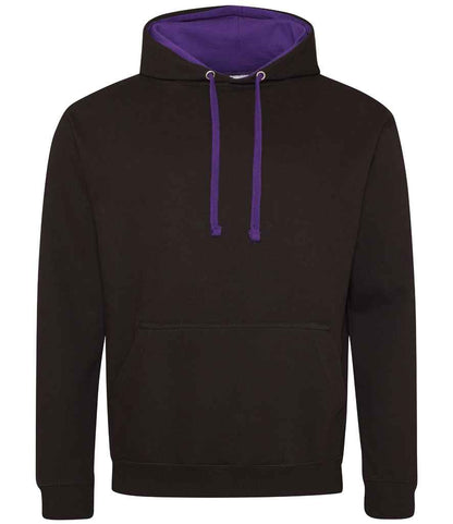 Just Hoods JH003 Jet Black/Purple Front -  Ready to be Embroidered and Printed by Custard Workwear - Cheap Personalised and Customised Workwear in Nottinghamshire, Derbyshire and Leicestershire