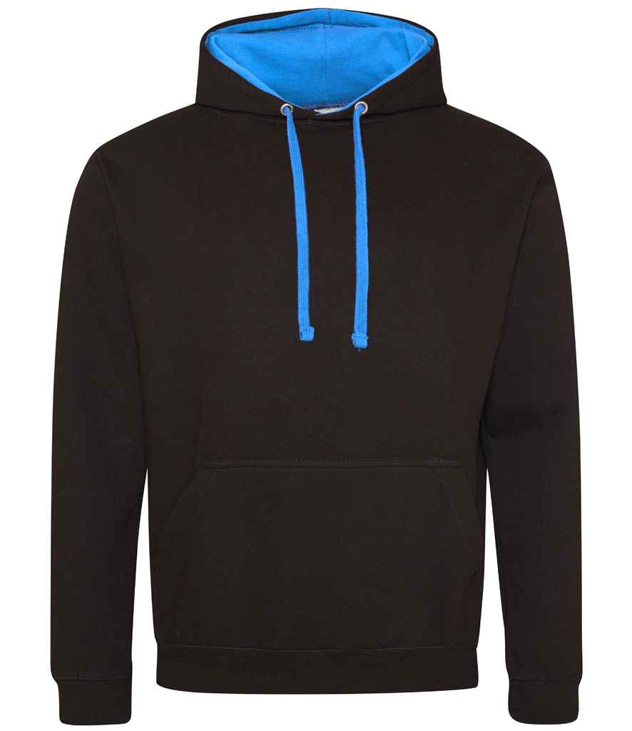 Just Hoods JH003 Jet Black/Sapphire Blue Front -  Ready to be Embroidered and Printed by Custard Workwear - Cheap Personalised and Customised Workwear in Nottinghamshire, Derbyshire and Leicestershire