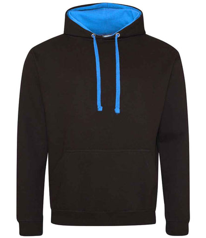 Just Hoods JH003 Jet Black/Sapphire Blue Front -  Ready to be Embroidered and Printed by Custard Workwear - Cheap Personalised and Customised Workwear in Nottinghamshire, Derbyshire and Leicestershire