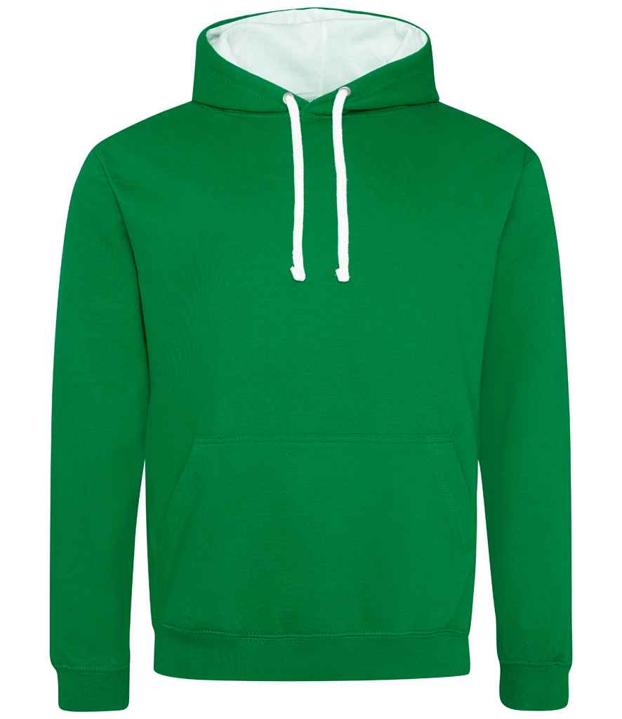 Just Hoods JH003 Kelly Green/Arctic White Front -  Ready to be Embroidered and Printed by Custard Workwear - Cheap Personalised and Customised Workwear in Nottinghamshire, Derbyshire and Leicestershire