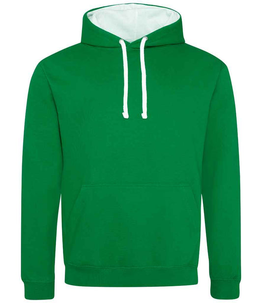 Just Hoods JH003 Kelly Green/Arctic White Front -  Ready to be Embroidered and Printed by Custard Workwear - Cheap Personalised and Customised Workwear in Nottinghamshire, Derbyshire and Leicestershire