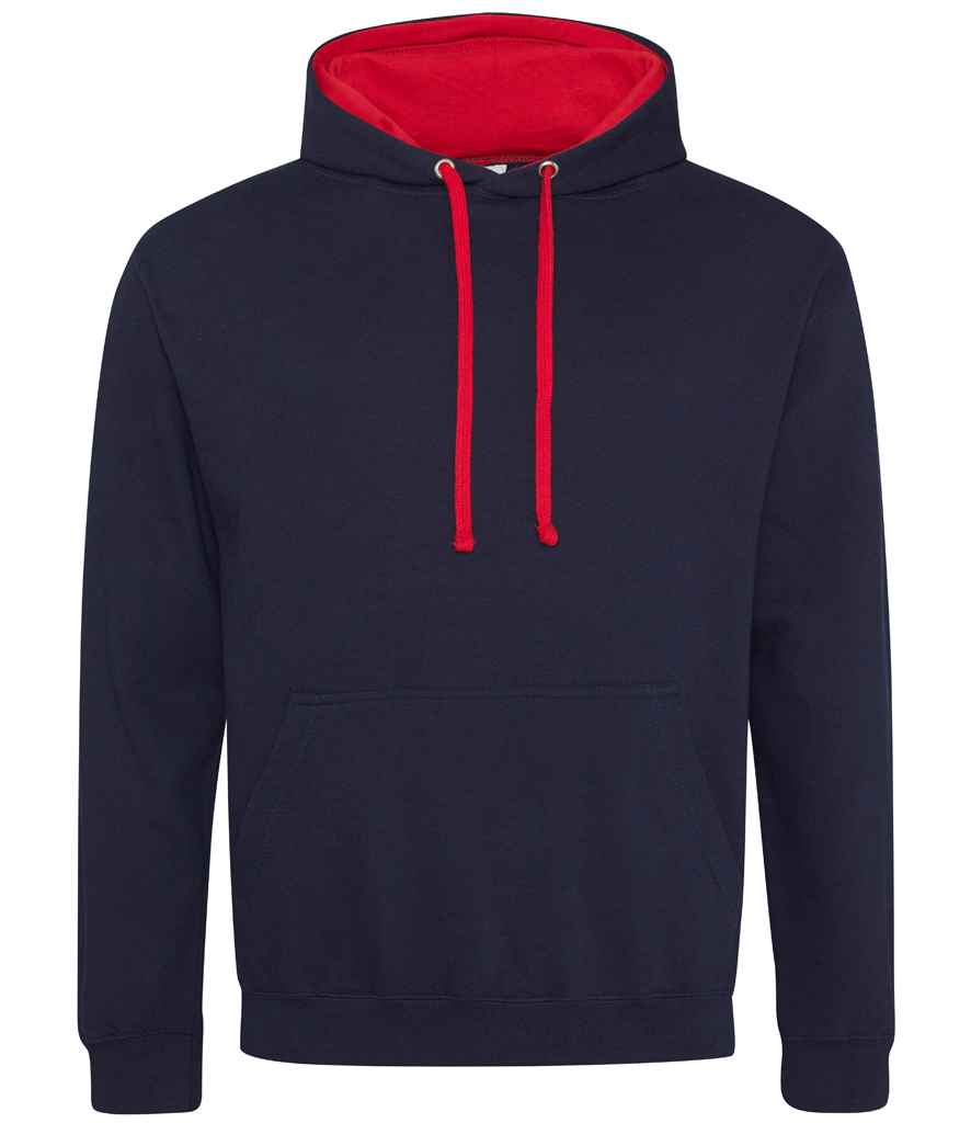 Just Hoods JH003 New French Navy/Fire Red Front -  Ready to be Embroidered and Printed by Custard Workwear - Cheap Personalised and Customised Workwear in Nottinghamshire, Derbyshire and Leicestershire