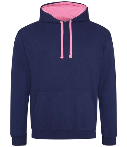 Just Hoods JH003 Oxford Navy/Candyfloss Pink Front -  Ready to be Embroidered and Printed by Custard Workwear - Cheap Personalised and Customised Workwear in Nottinghamshire, Derbyshire and Leicestershire