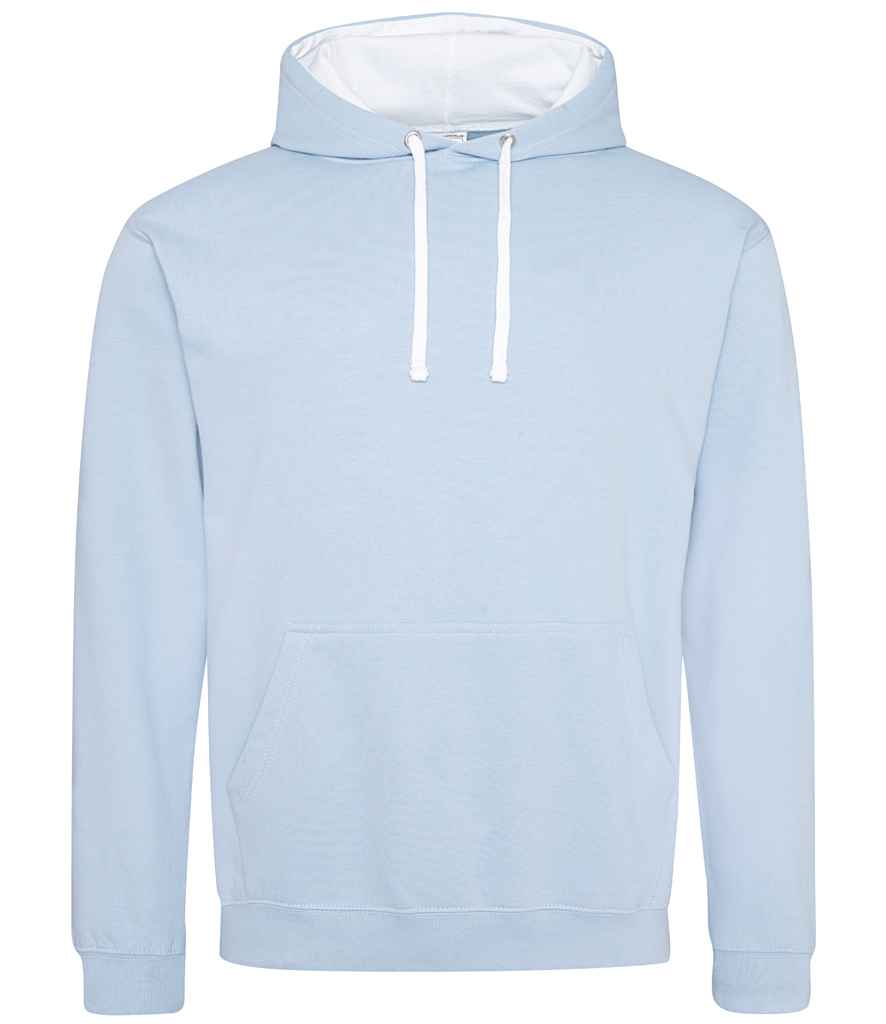 Just Hoods JH003 Sky Blue/Arctic White Front -  Ready to be Embroidered and Printed by Custard Workwear - Cheap Personalised and Customised Workwear in Nottinghamshire, Derbyshire and Leicestershire