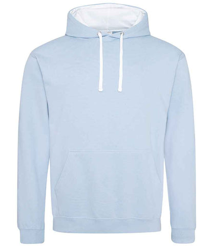 Just Hoods JH003 Sky Blue/Arctic White Front -  Ready to be Embroidered and Printed by Custard Workwear - Cheap Personalised and Customised Workwear in Nottinghamshire, Derbyshire and Leicestershire