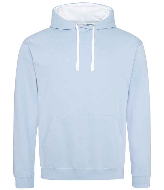 Just Hoods JH003 Sky Blue/Arctic White Front -  Ready to be Embroidered and Printed by Custard Workwear - Cheap Personalised and Customised Workwear in Nottinghamshire, Derbyshire and Leicestershire