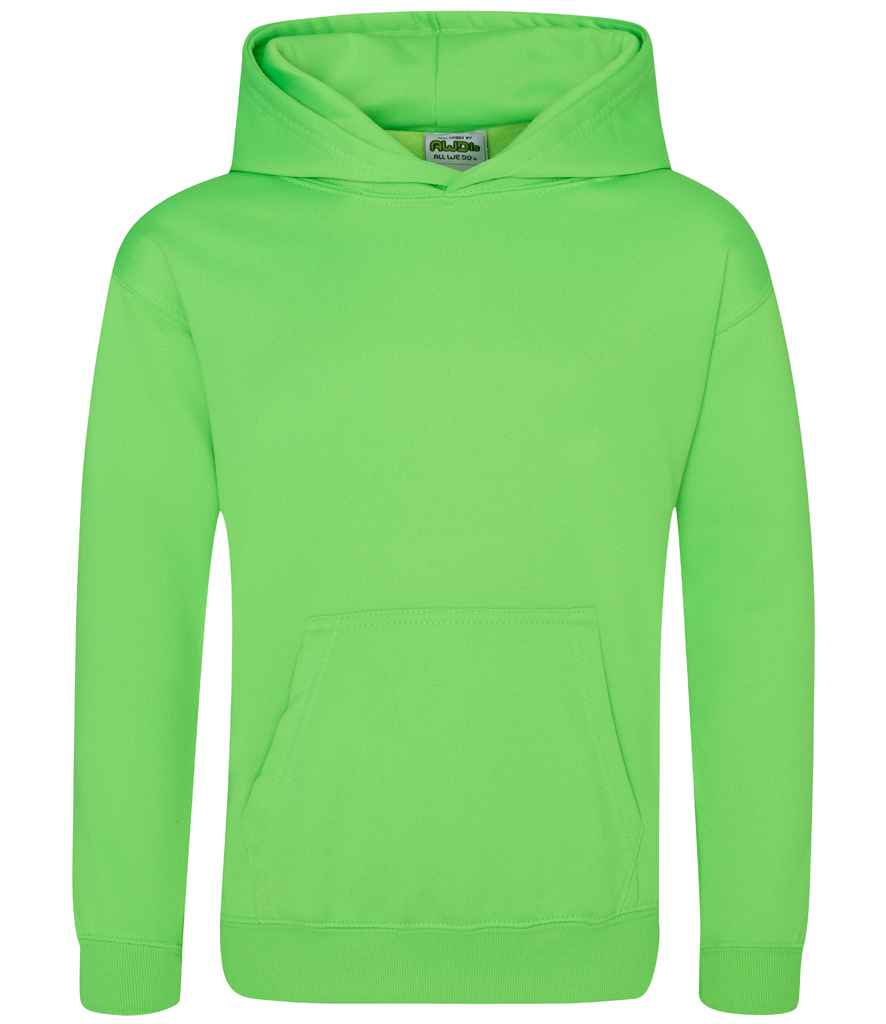 Just Hoods JH004B Electric Green Front -  Ready to be Embroidered and Printed by Custard Workwear - Cheap Personalised and Customised Workwear in Nottinghamshire, Derbyshire and Leicestershire