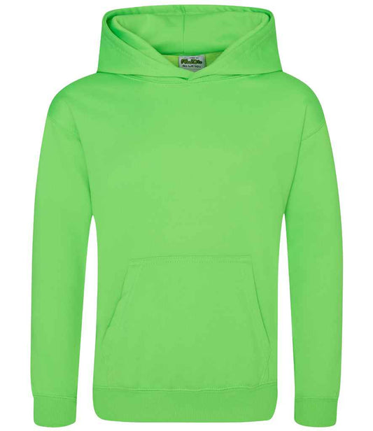 Just Hoods JH004B Electric Green Front -  Ready to be Embroidered and Printed by Custard Workwear - Cheap Personalised and Customised Workwear in Nottinghamshire, Derbyshire and Leicestershire