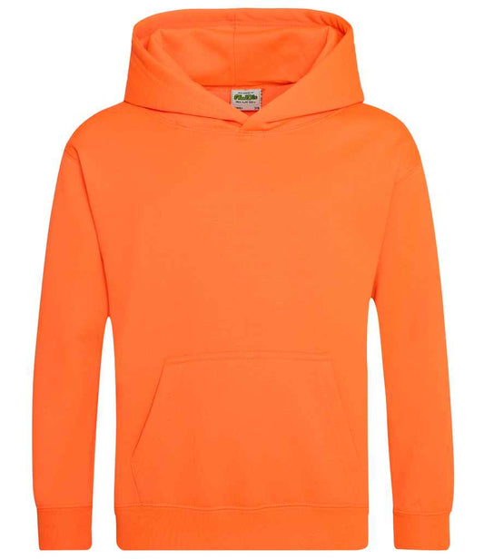 Just Hoods JH004B Electric Orange Front -  Ready to be Embroidered and Printed by Custard Workwear - Cheap Personalised and Customised Workwear in Nottinghamshire, Derbyshire and Leicestershire
