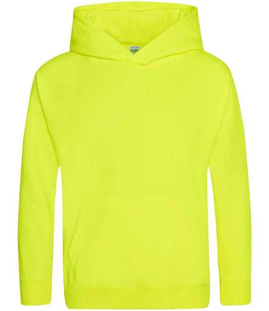 Just Hoods JH004B Electric Yellow Front -  Ready to be Embroidered and Printed by Custard Workwear - Cheap Personalised and Customised Workwear in Nottinghamshire, Derbyshire and Leicestershire