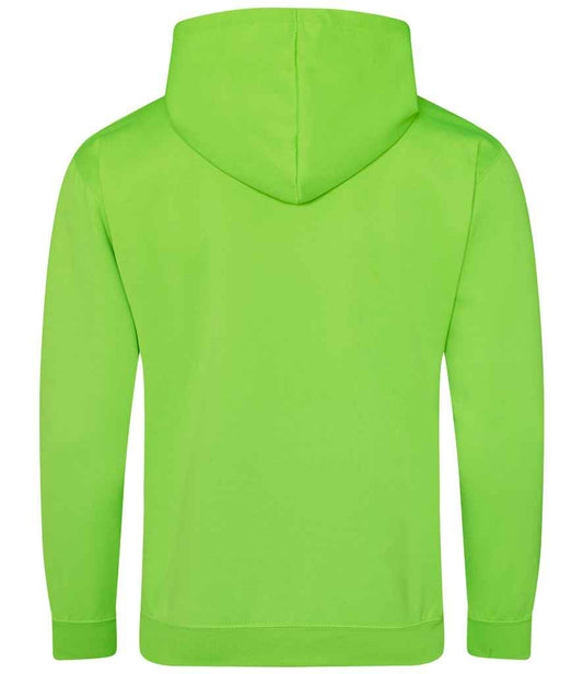 Just Hoods JH004 Electric Green Back -  Ready to be Embroidered and Printed by Custard Workwear - Cheap Personalised and Customised Workwear in Nottinghamshire, Derbyshire and Leicestershire