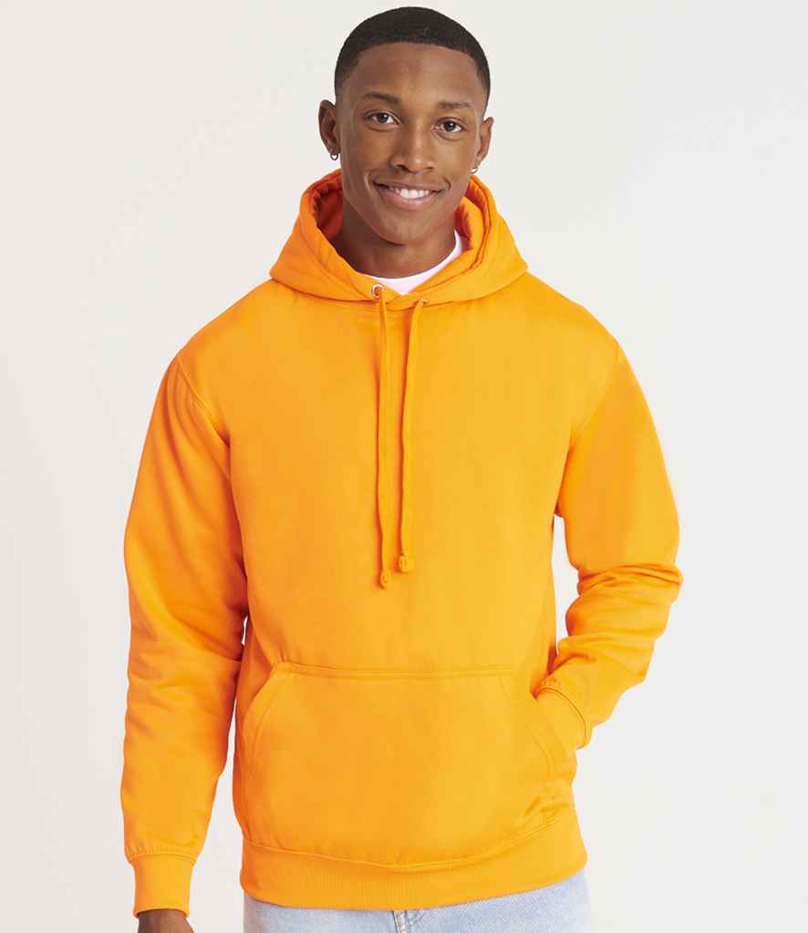 Just Hoods JH004 Electric Orange Model -  Ready to be Embroidered and Printed by Custard Workwear - Cheap Personalised and Customised Workwear in Nottinghamshire, Derbyshire and Leicestershire