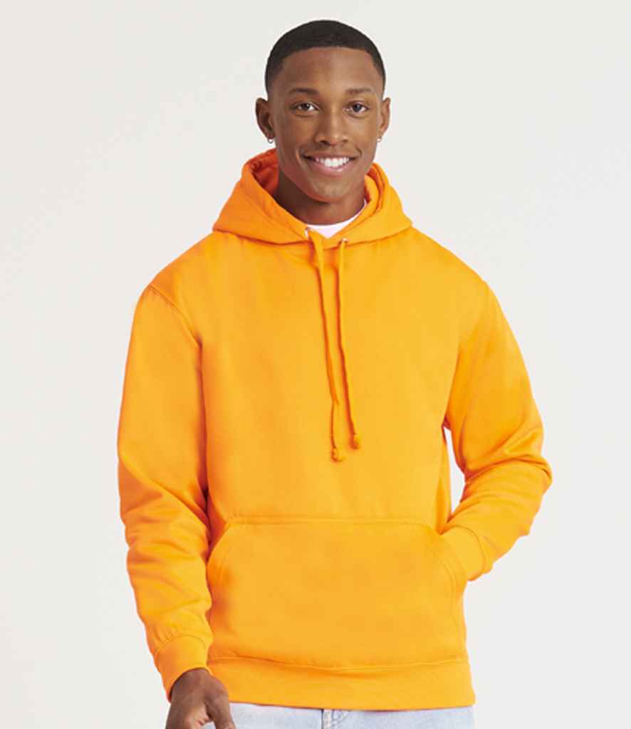 Just Hoods JH004 Electric Orange Model -  Ready to be Embroidered and Printed by Custard Workwear - Cheap Personalised and Customised Workwear in Nottinghamshire, Derbyshire and Leicestershire