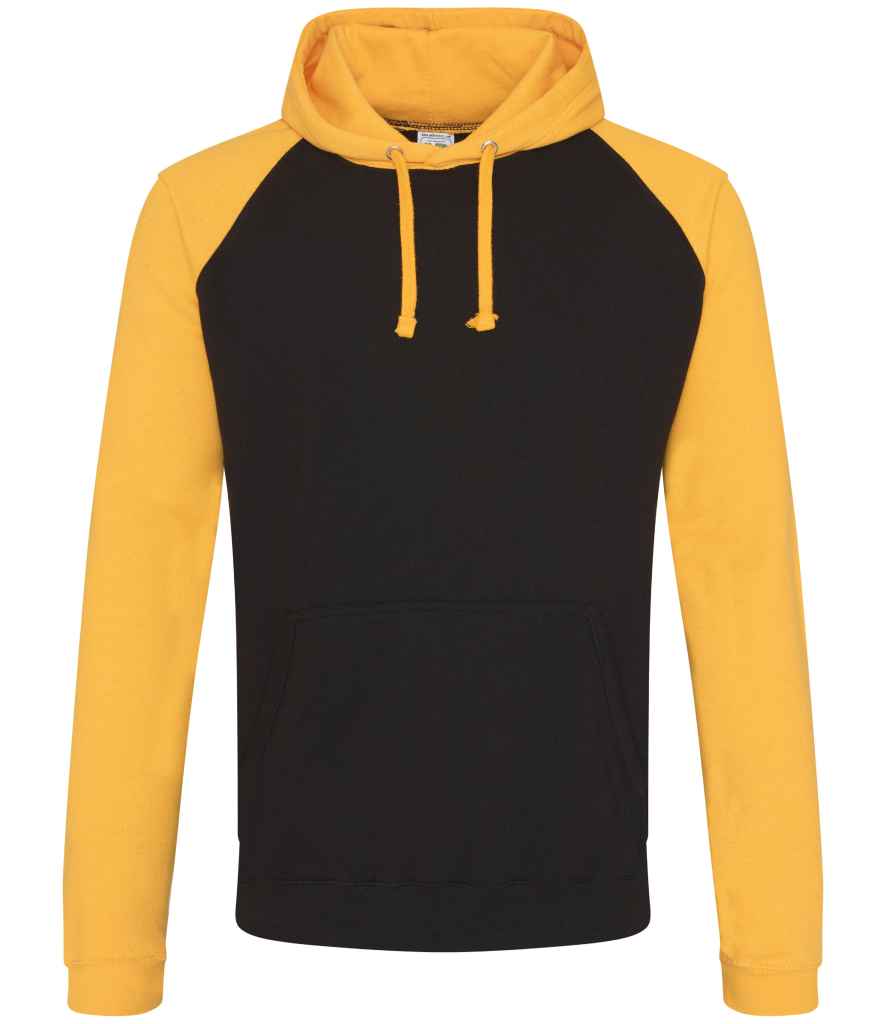 Just Hoods JH009 Jet Black/Gold Front -  Ready to be Embroidered and Printed by Custard Workwear - Cheap Personalised and Customised Workwear in Nottinghamshire, Derbyshire and Leicestershire