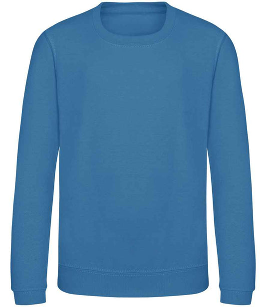 Just Hoods JH030B Sapphire Blue Front -  Ready to be Embroidered and Printed by Custard Workwear - Cheap Personalised and Customised Workwear in Nottinghamshire, Derbyshire and Leicestershire