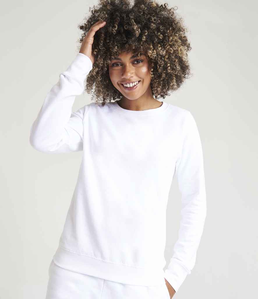 Just Hoods JH030F Arctic White Model -  Ready to be Embroidered and Printed by Custard Workwear - Cheap Personalised and Customised Workwear in Nottinghamshire, Derbyshire and Leicestershire