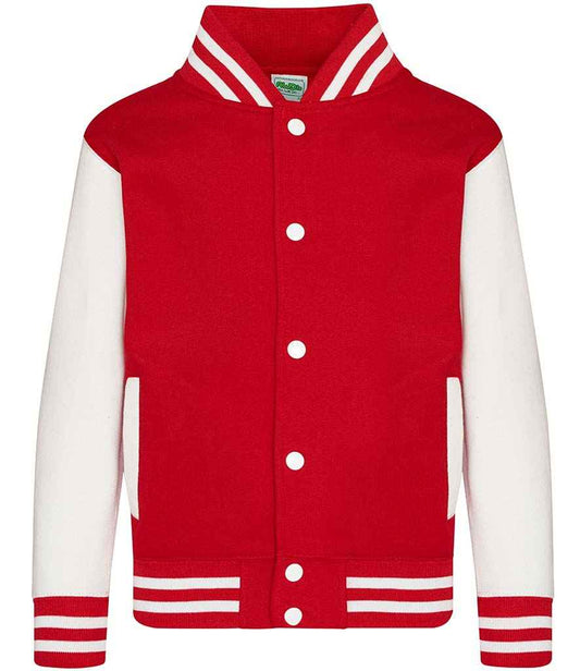 Just Hoods JH043B Fire Red/White Front -  Ready to be Embroidered and Printed by Custard Workwear - Cheap Personalised and Customised Workwear in Nottinghamshire, Derbyshire and Leicestershire