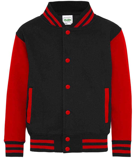 Just Hoods JH043B Jet Black/Fire Red Front -  Ready to be Embroidered and Printed by Custard Workwear - Cheap Personalised and Customised Workwear in Nottinghamshire, Derbyshire and Leicestershire