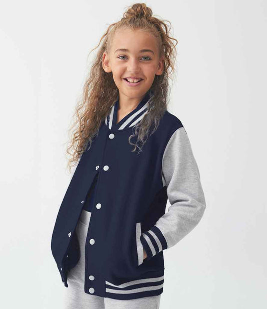 Just Hoods JH043B Oxford Navy/Heather Grey Model -  Ready to be Embroidered and Printed by Custard Workwear - Cheap Personalised and Customised Workwear in Nottinghamshire, Derbyshire and Leicestershire