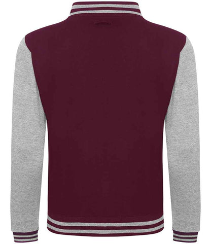 Just Hoods JH043 Burgundy/Heather Grey Back -  Ready to be Embroidered and Printed by Custard Workwear - Cheap Personalised and Customised Workwear in Nottinghamshire, Derbyshire and Leicestershire