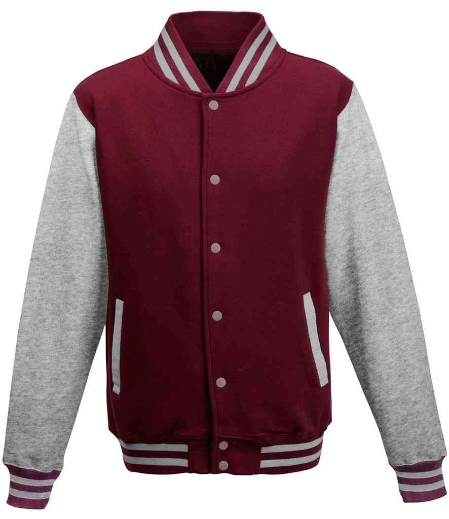 Just Hoods JH043 Burgundy/Heather Grey Front -  Ready to be Embroidered and Printed by Custard Workwear - Cheap Personalised and Customised Workwear in Nottinghamshire, Derbyshire and Leicestershire