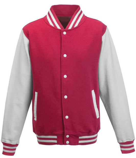 Just Hoods JH043 Hot Pink/White Front -  Ready to be Embroidered and Printed by Custard Workwear - Cheap Personalised and Customised Workwear in Nottinghamshire, Derbyshire and Leicestershire