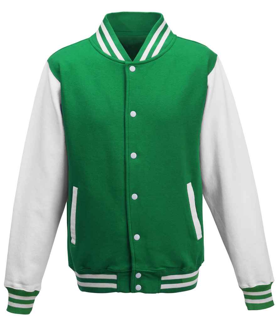 Just Hoods JH043 Kelly Green/White Front -  Ready to be Embroidered and Printed by Custard Workwear - Cheap Personalised and Customised Workwear in Nottinghamshire, Derbyshire and Leicestershire