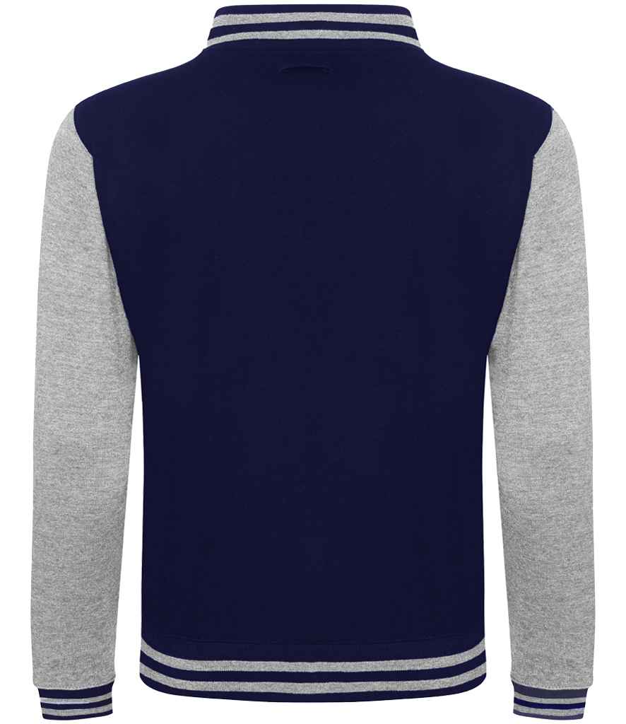 Just Hoods JH043 Oxford Navy/Heather Grey Back -  Ready to be Embroidered and Printed by Custard Workwear - Cheap Personalised and Customised Workwear in Nottinghamshire, Derbyshire and Leicestershire