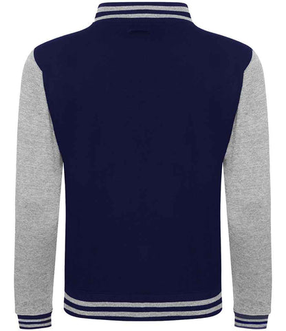 Just Hoods JH043 Oxford Navy/Heather Grey Back -  Ready to be Embroidered and Printed by Custard Workwear - Cheap Personalised and Customised Workwear in Nottinghamshire, Derbyshire and Leicestershire