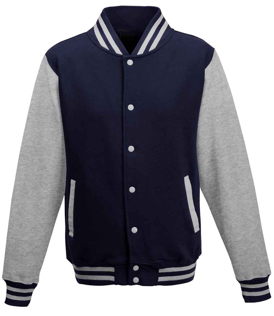 Just Hoods JH043 Oxford Navy/Heather Grey Front -  Ready to be Embroidered and Printed by Custard Workwear - Cheap Personalised and Customised Workwear in Nottinghamshire, Derbyshire and Leicestershire